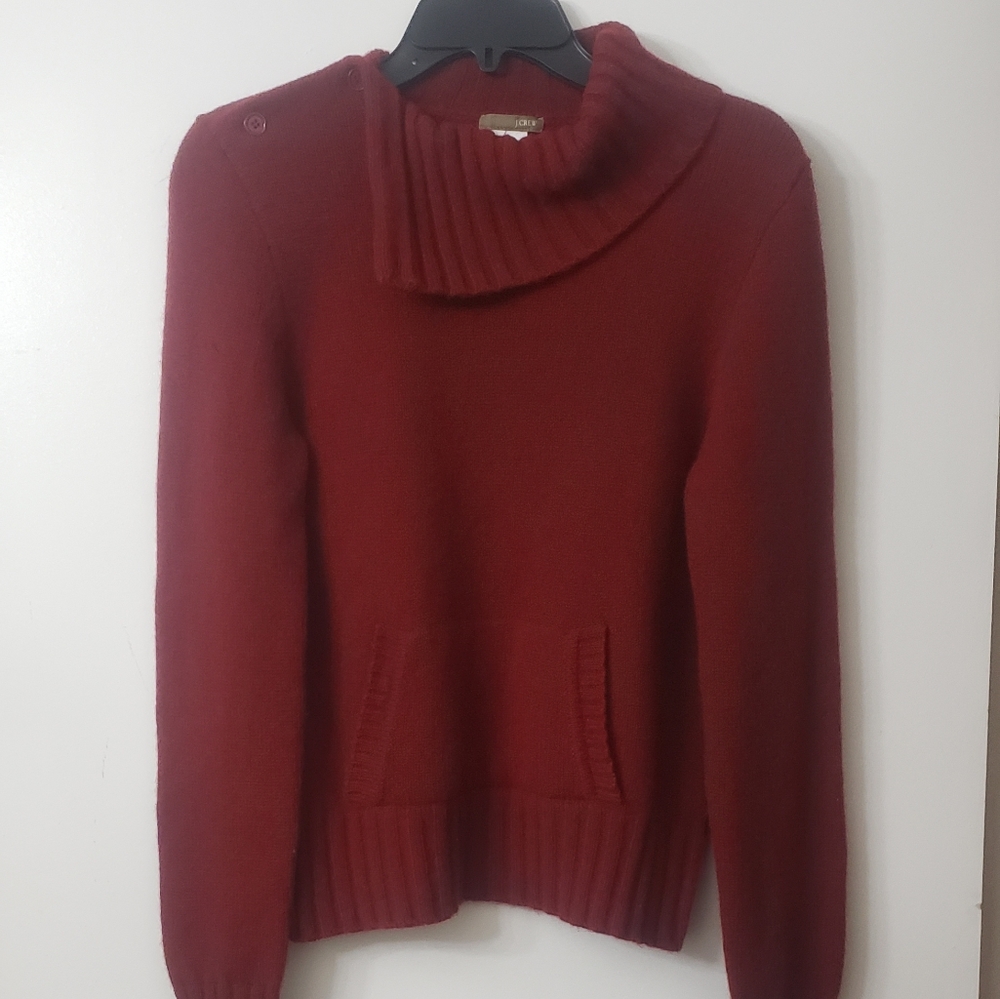 J. Crew Rust Red Button Up Split Turtle Neck Swea… - image 1